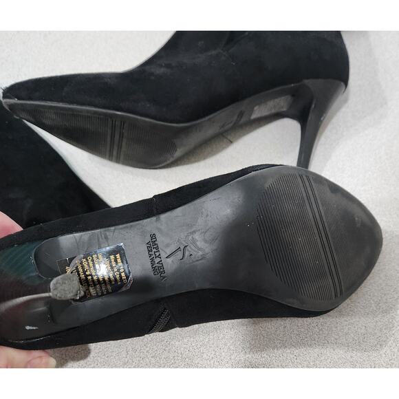 Simply Vera Vera Wang Svannabelle Black Suede High Heel Boots 10M Lightweight - Picture 2 of 6